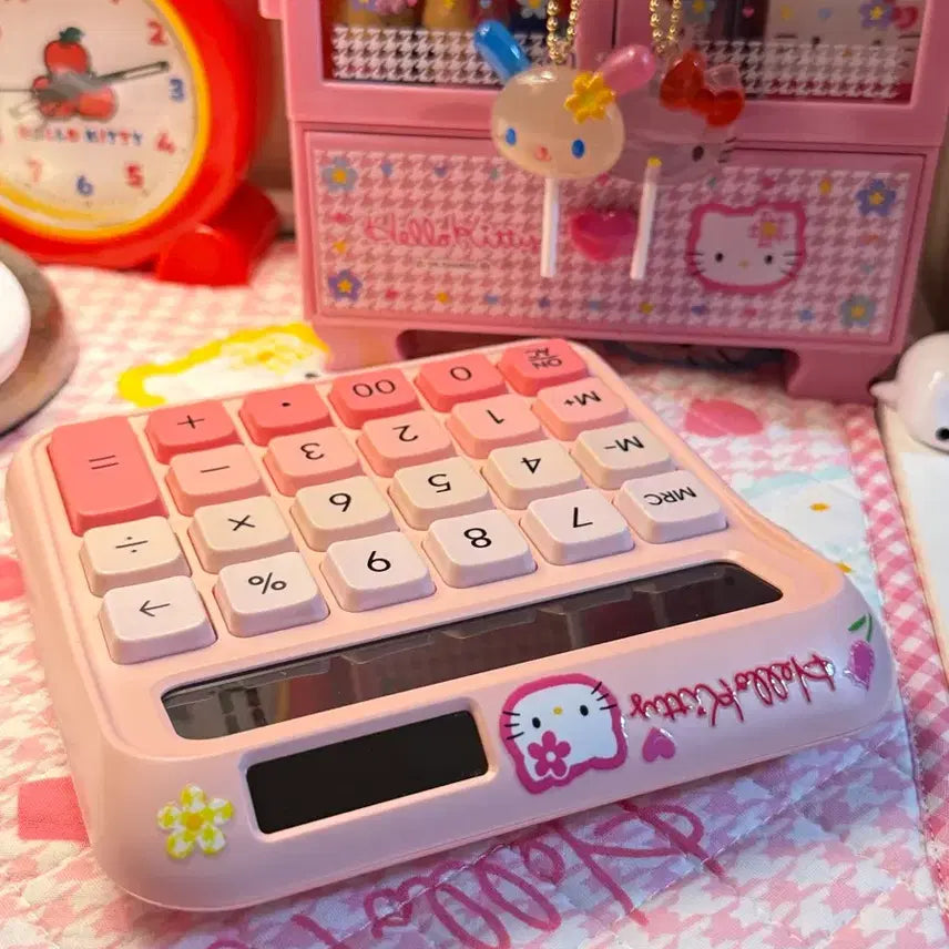 [BUNJANG] Daiso Pink Calculator - Kawaii Kitty Custom / 다이소 핑크 계산기 카오하나키티 커스텀