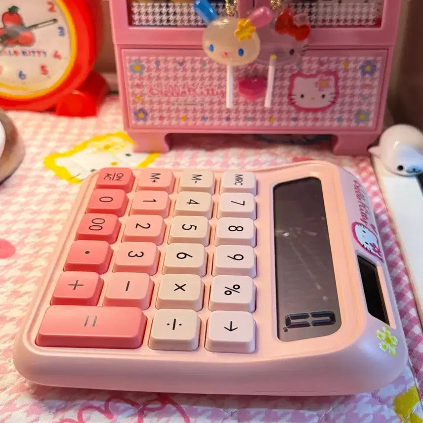 [BUNJANG] Daiso Pink Calculator - Kawaii Kitty Custom / 다이소 핑크 계산기 카오하나키티 커스텀