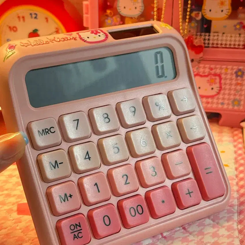 [BUNJANG] Daiso Pink Calculator - Kawaii Kitty Custom / 다이소 핑크 계산기 카오하나키티 커스텀