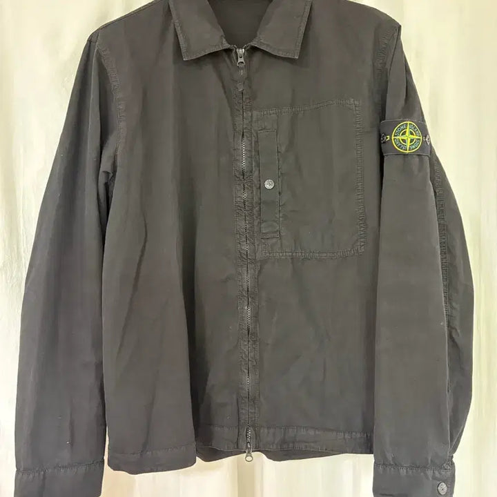 [BUNJANG] Stone Island Brushed Organic Cotton Canvas Old Effect Overshirt Black / 스톤아일랜드  브러쉬드 오가닉 코튼 캔버스 올드 이펙트 오버셔츠