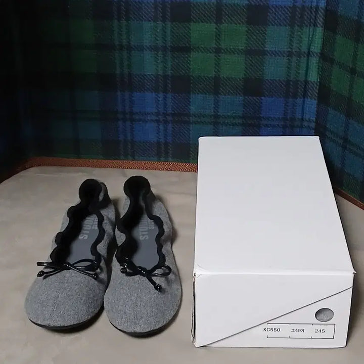 [BUNJANG] Kangjamee Pocket Flat Grey Wool Shoes (245) / 강자매 포켓플랫 그레이 울 245