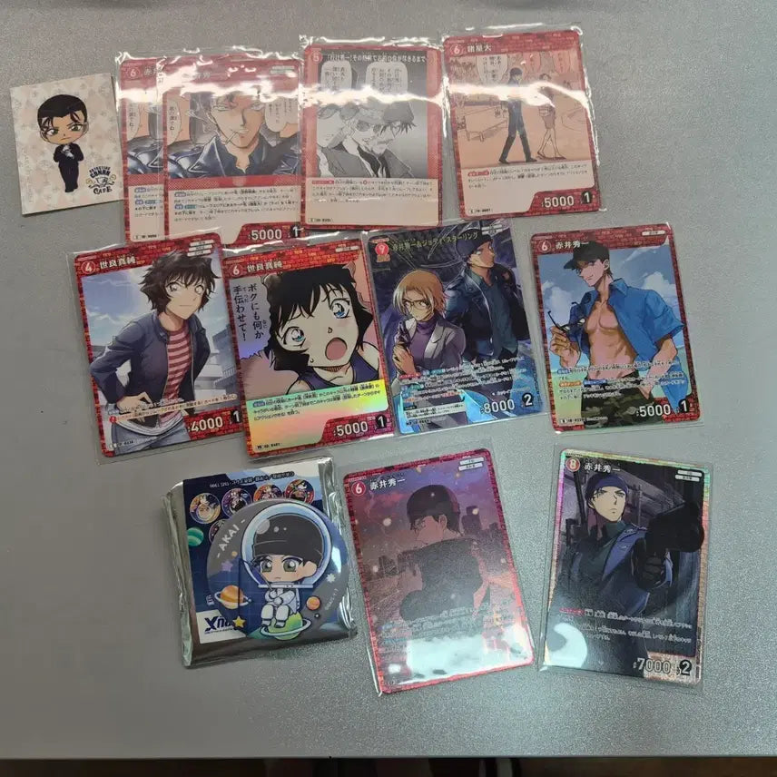 [BUNJANG] Detective Conan Shuichi Akai TCG Card &amp; Can Badge Set / 명탐정 코난 아카이 슈이치 tcg, 캔배지