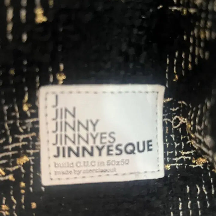 [BUNJANG] JINIESQUE Tweed Black Scarf Tote Bag / 최저가))지니에스크 트위드 블랙 스카프 토트백