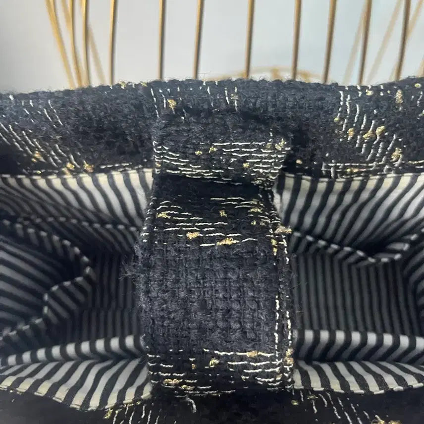 [BUNJANG] JINIESQUE Tweed Black Scarf Tote Bag / 최저가))지니에스크 트위드 블랙 스카프 토트백