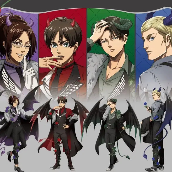 [BUNJANG] Attack on Titan Tapioca Devil Acrylic Pin Set (Eren, Erwin, Hange) / [소분]진격의거인 타피오카 데빌 악마 뱃지 에렌 엘빈 한지