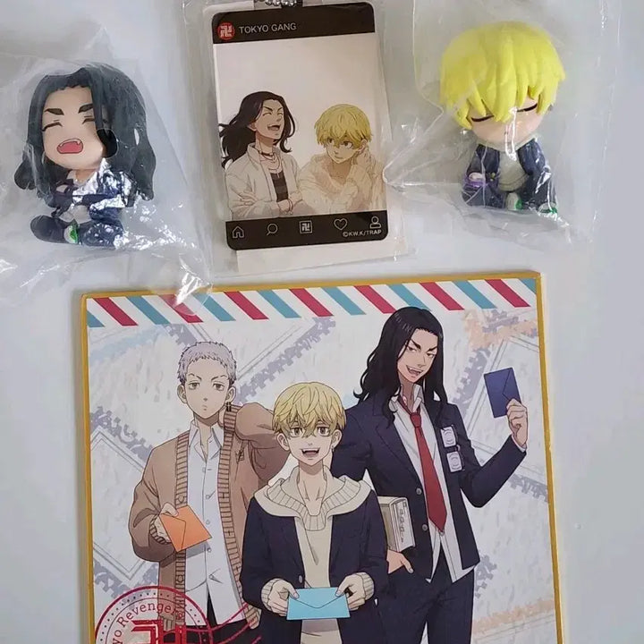 [BUNJANG] Tokyo Revengers Baji Keisuke &amp; Chifuyu Shoulder Buddy Figure, Acrylic Keyring &amp; Shikishi Bundle Set / 일괄) 도쿄 리벤저스 바지케이스케 치후유 어깨쿵 피규어 키링 색지 도리벤