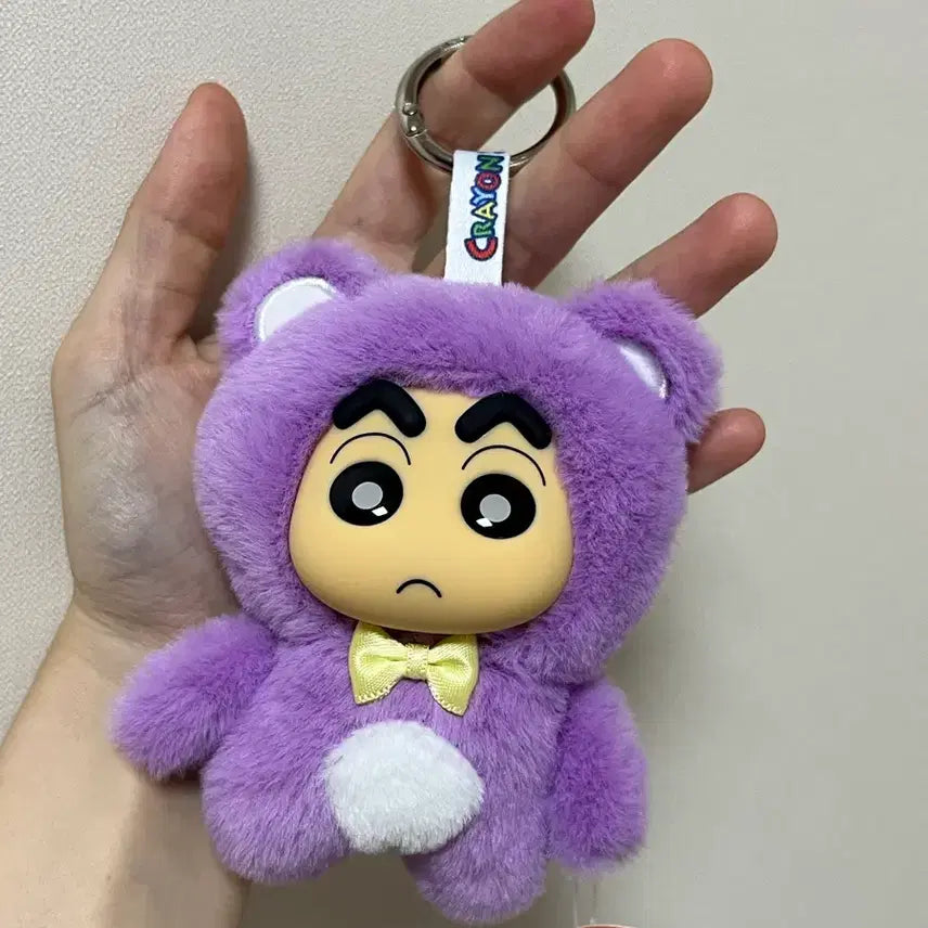 [BUNJANG] Crayon Shin-chan Animal Costume Plush Keychain (Various Colors) / 짱구 코스튬 동물 잠옷 인형 키링 (흰색/보라/노랑/연두/코랄)