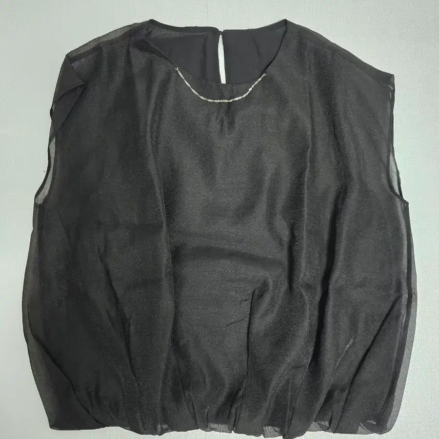 [BUNJANG] See-Through Black Sleeveless Blouse - Size M (New) / 시스루 블랙 민소매 블라우스 M 새상품