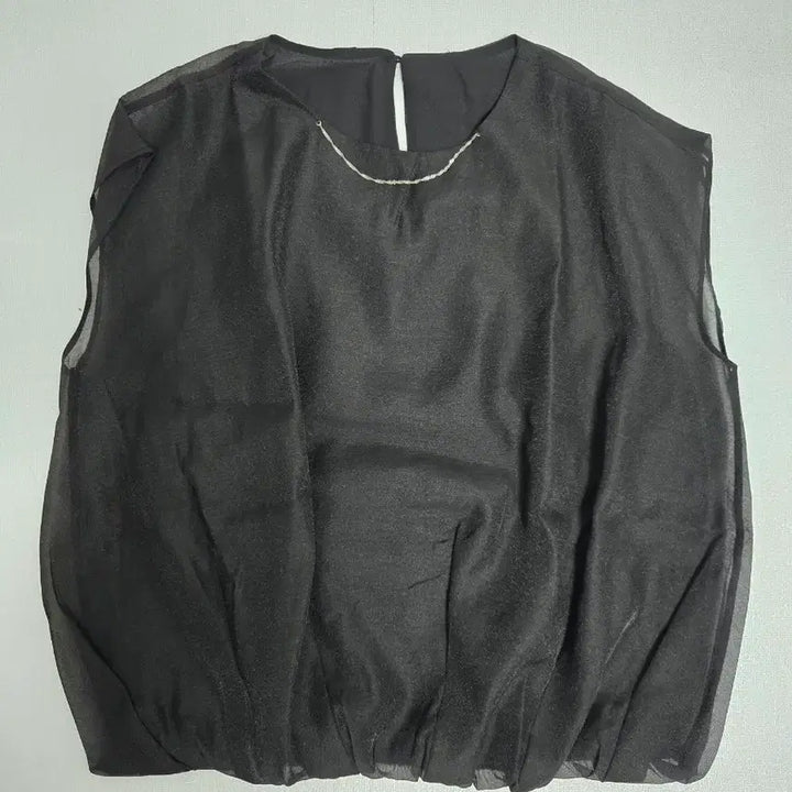 [BUNJANG] See-Through Black Sleeveless Blouse - Size M (New) / 시스루 블랙 민소매 블라우스 M 새상품