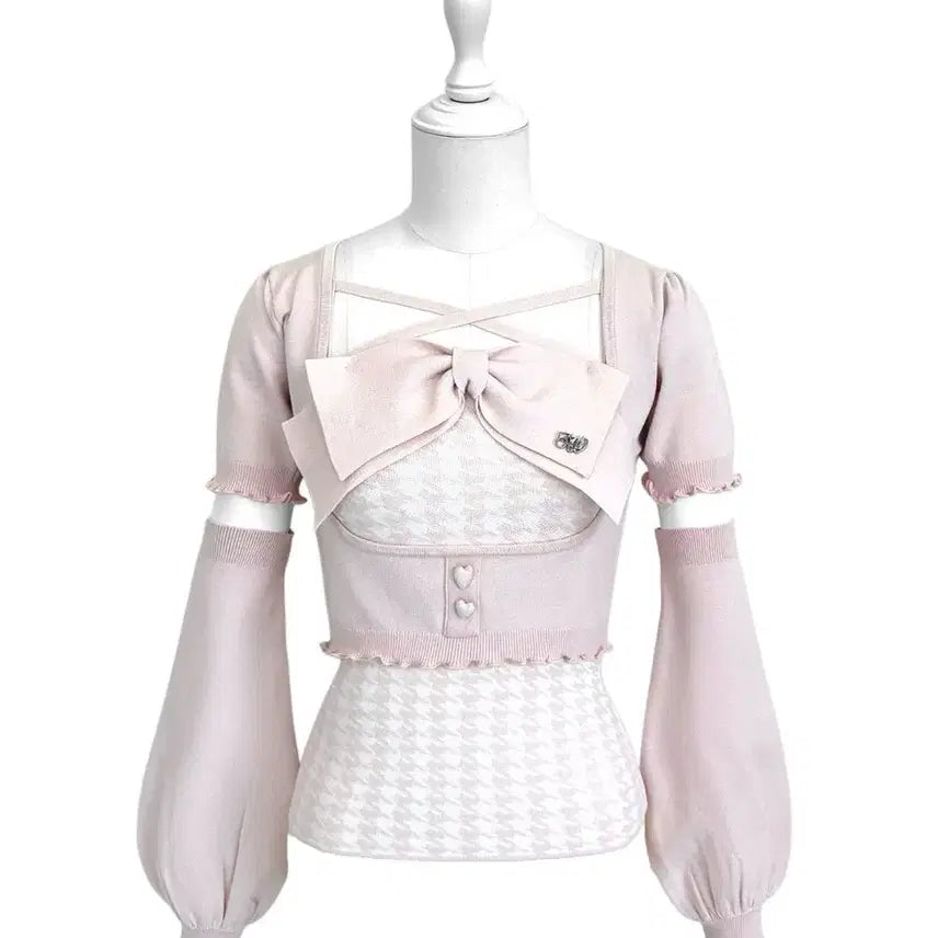 [BUNJANG] Check Strap Tight One-Piece, Big Ribbon Chidori Ensemble One-Piece, Choker Fur Pocket Setup, New Big Ribbon Chidori Ensemble Top / 구함// 허니뮤 흰핑