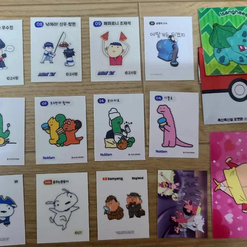 [BUNJANG] Pokemon, Joguman, Garbage Time, Crayon Shin-chan Sticker Bundle Set / 일괄) 포켓몬스터, 조구만, 가비지타임, 짱구는 못말려 띠부씰 일괄판매