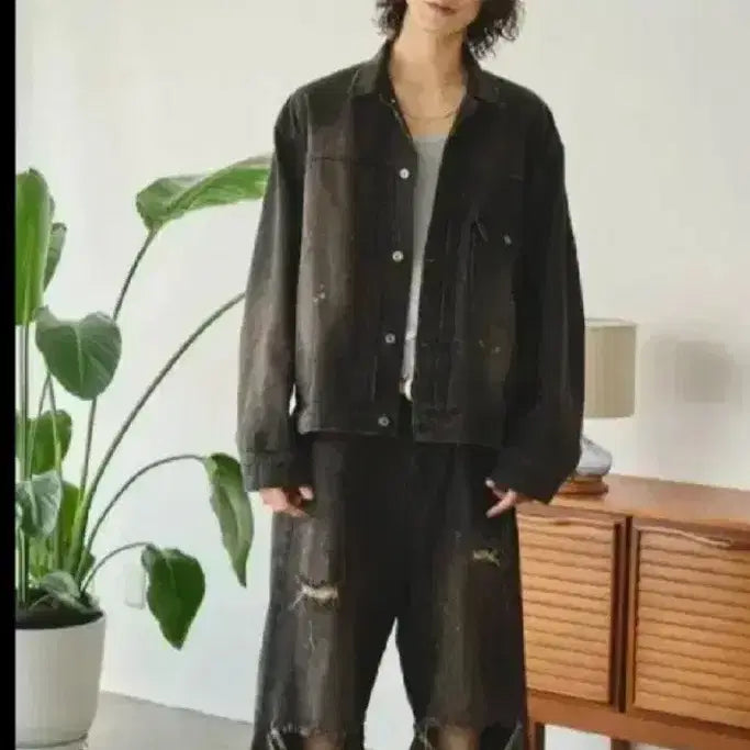 [BUNJANG] Hanabi Camphor Wood 1st Generation Washed Trucker Jacket (M) / camphor wood 1세대 워싱 트러커 자켓 m사이즈 하나비 캠퍼우드