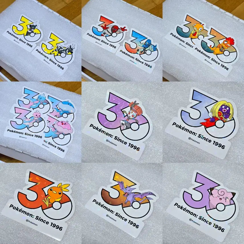 [BUNJANG] Pokemon 30th Anniversary Logo Stickers / 포켓몬 30주년 로고 스티커 줄뮤마 곤율랭 탱그릴 메로엣타 루주라