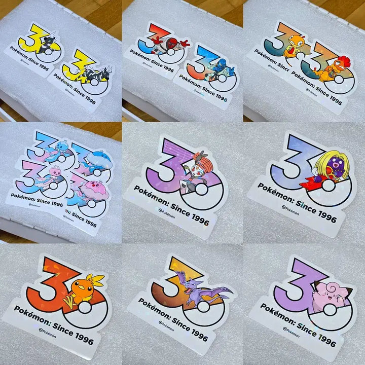 [BUNJANG] Pokemon 30th Anniversary Logo Stickers / 포켓몬 30주년 로고 스티커 줄뮤마 곤율랭 탱그릴 메로엣타 루주라