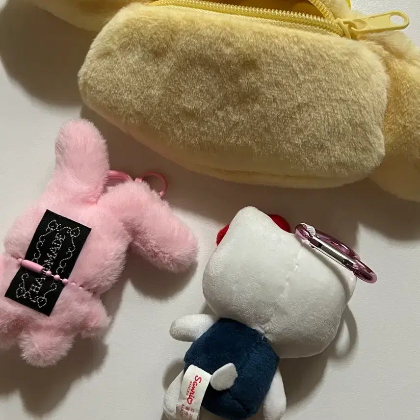 [BUNJANG] Sanrio Hello Kitty &amp; Pom Pom Purin Pouch Keychain &amp; Plush Doll Set / 헬로키티 폼폼푸린파우치 키링 인형 정품