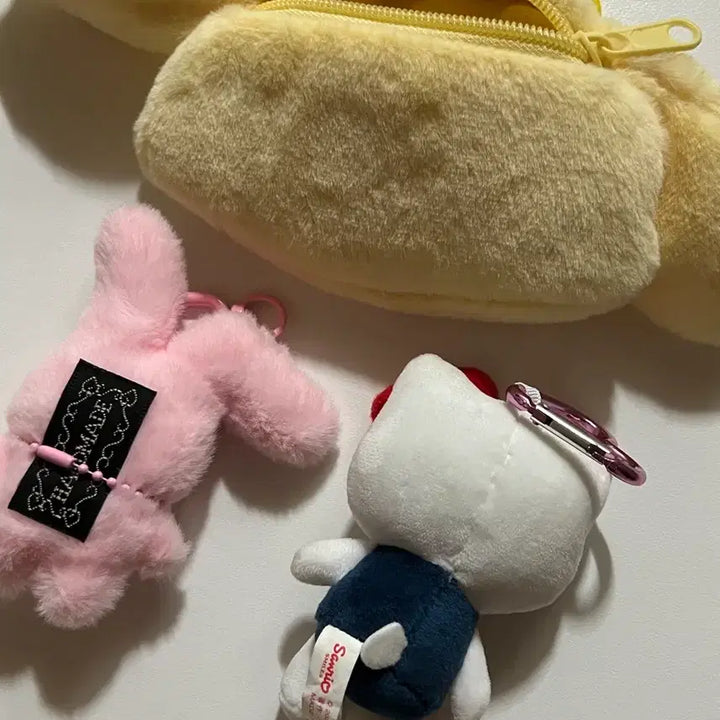 [BUNJANG] Sanrio Hello Kitty &amp; Pom Pom Purin Pouch Keychain &amp; Plush Doll Set / 헬로키티 폼폼푸린파우치 키링 인형 정품