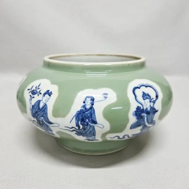 [BUNJANG] Douchingyou Celadon Porcelain with Blue and White Figure Painting / 중국도자기 두청유