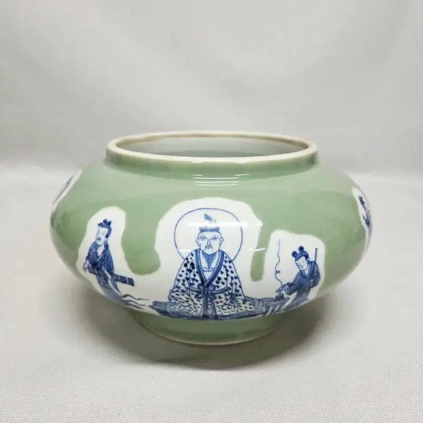 [BUNJANG] Douchingyou Celadon Porcelain with Blue and White Figure Painting / 중국도자기 두청유