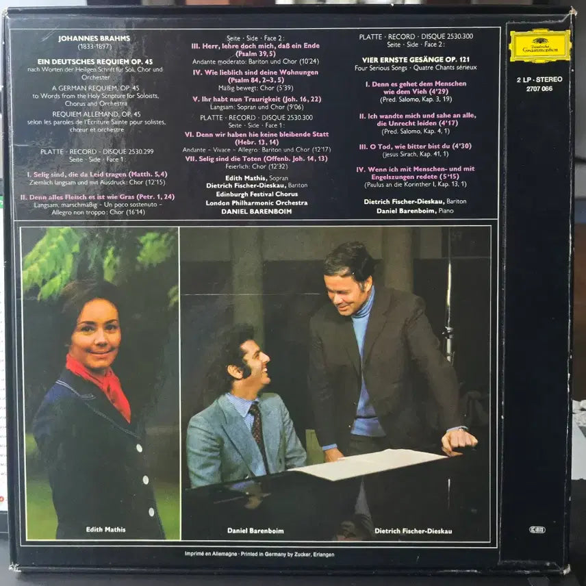 [BUNJANG] Daniel Barenboim Johannes Brahms German Requiem 2LP Box Set / 다니엘바렌보임_독일레퀴엠_2LP BOX GERMANY