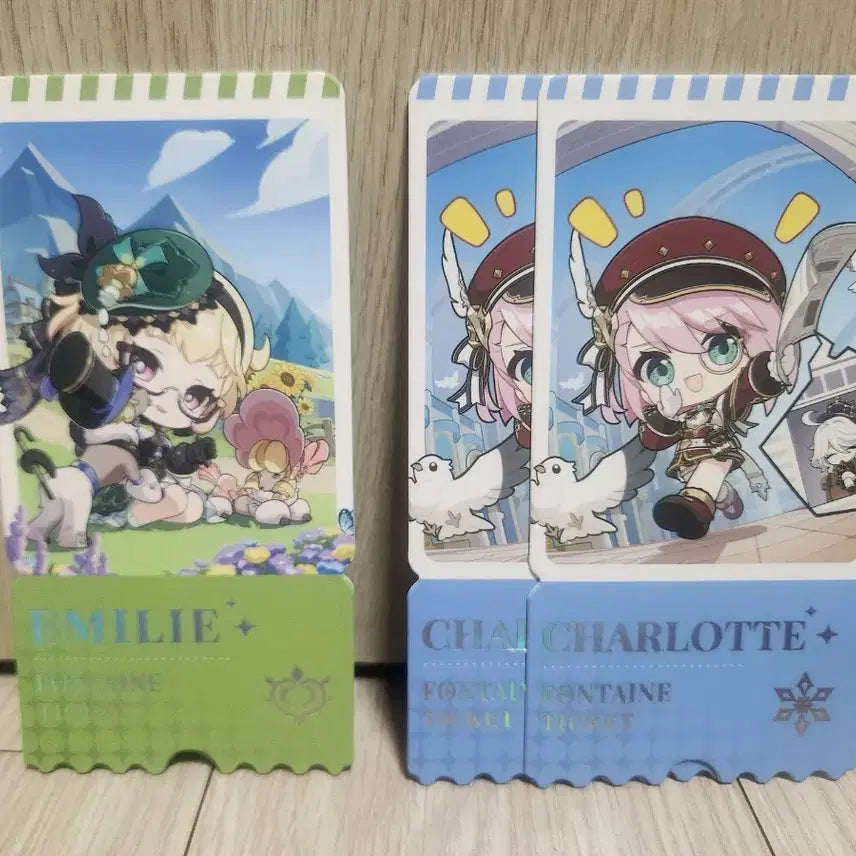 [BUNJANG] Genshin Cafe Special Edition Charlotte &amp; Emily Mini Ticket Set / 원신카페 특전 샤를로트,에밀리 미니티켓