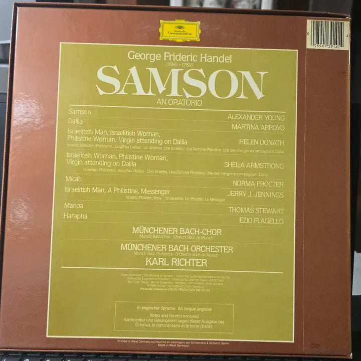 [BUNJANG] George Frideric Handel Samson Oratorio 4LP Box Set Karl Richter West Germany / 헨델의 오라토리오(칼리히터)_삼손_4LP BOX WEST GERMANY