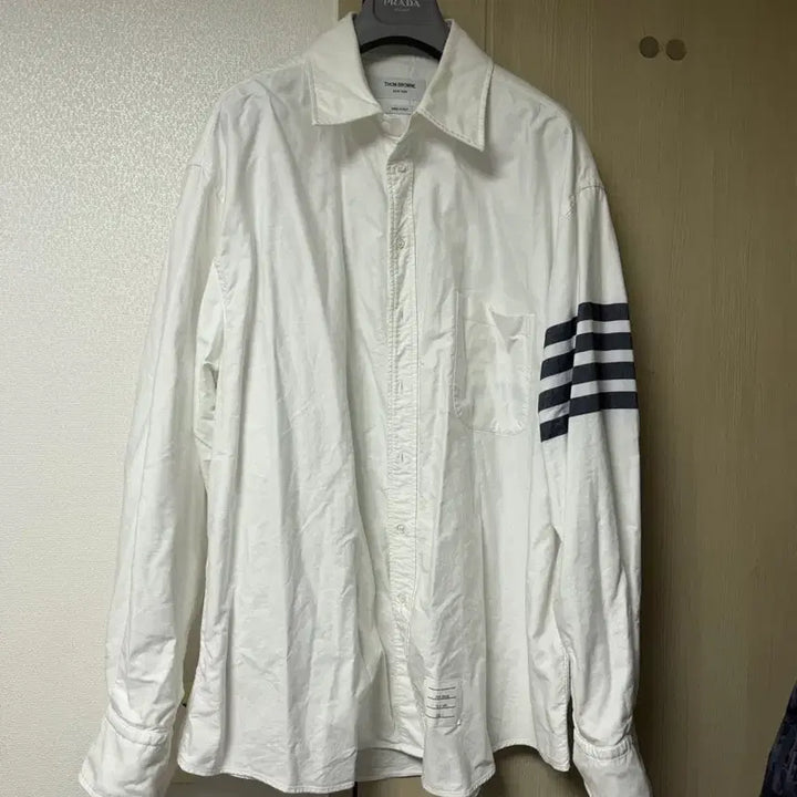 [BUNJANG] Thom Browne Signature Striped Armband Oversized Shirt / [4] 톰브라운 사선완장 오버셔츠