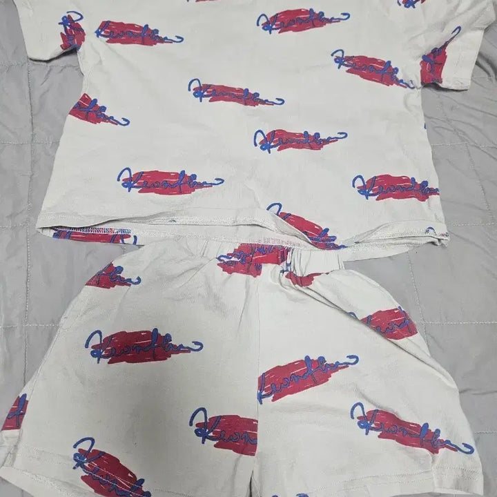 [BUNJANG] Kids Short Sleeve Set White FunFun Print Size 110 / 키즈 반팔 세트 화이트 펀펀 프린트 110