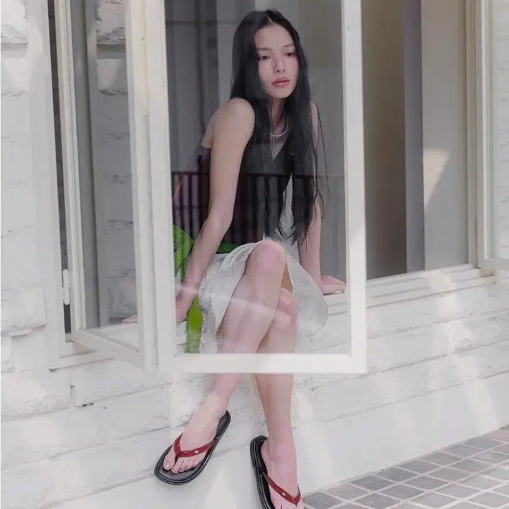 [BUNJANG] Nus Adam Clear Logo Flip-flops Brown 235 / 누스 아담 클리어 로고 플립플랍 브라운 235