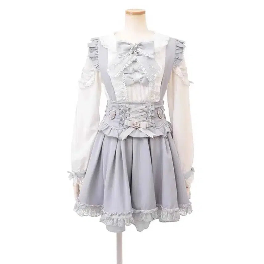 [BUNJANG] LIZ LISA Lace-up Heart Kashcool Skirt Blue / 리즈리사 레이스업 하트 카슈쿨 스커트 블루 미즈이로 양산형 양지뢰 지뢰계