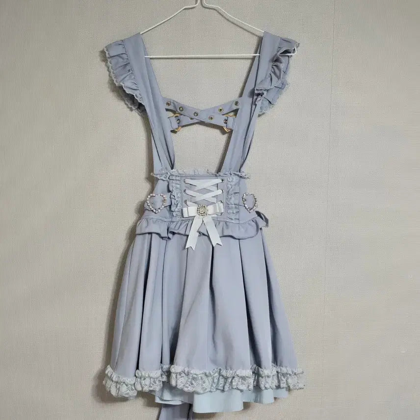 [BUNJANG] LIZ LISA Lace-up Heart Kashcool Skirt Blue / 리즈리사 레이스업 하트 카슈쿨 스커트 블루 미즈이로 양산형 양지뢰 지뢰계