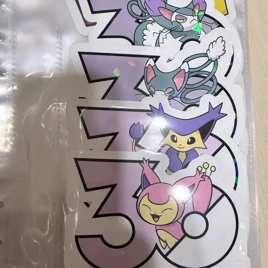 [BUNJANG] Pokemon 30th Anniversary Logo Sticker Set - Meowth, Skitty, Plusle, Delcatty / 포켓몬 30주년 로고 스티커 나옹마 몬냥이 에나비 델케티 세트