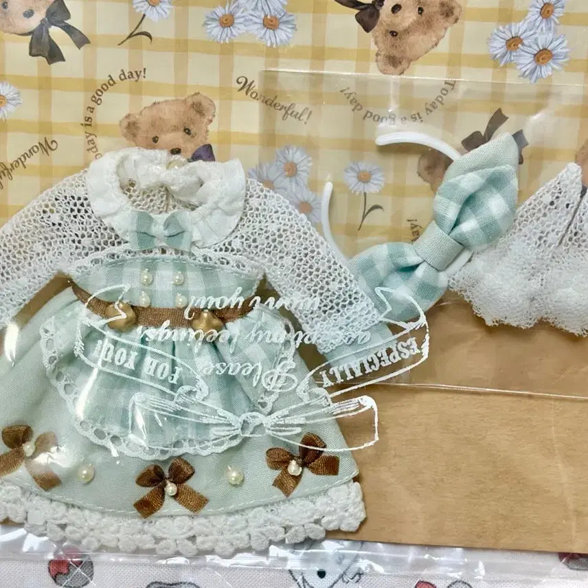 [BUNJANG] Sleep Doll Gingham Chocolat Dress for Obitsu 11 (Mint) / sleep doll 깅엄 쇼콜라 원피스 오비츠11 의상 민트