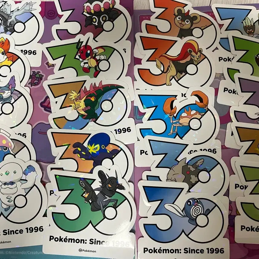 [BUNJANG] Pokemon 30th Anniversary Sticker Bundle (20 Sheets) / 포켓몬 30주년 스티커 20장 일괄 판매