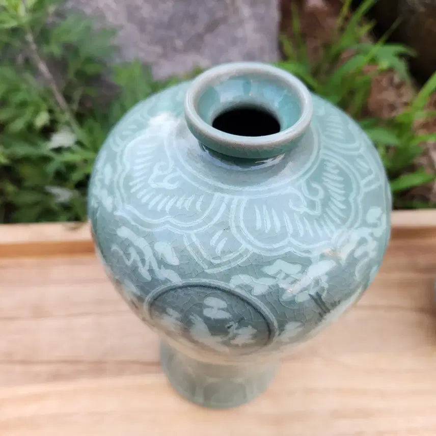 [BUNJANG] Lee Jin Celadon Maebyeong and Jujubyeong Vase Set / 이진도예 청자 매병.주병