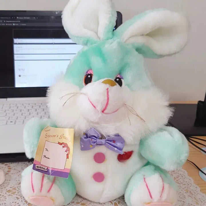 [BUNJANG] 80s Classic Vintage Mint Rabbit Music Box Doll / 가격고정) 80s 고전 빈티지 민트토끼 인형