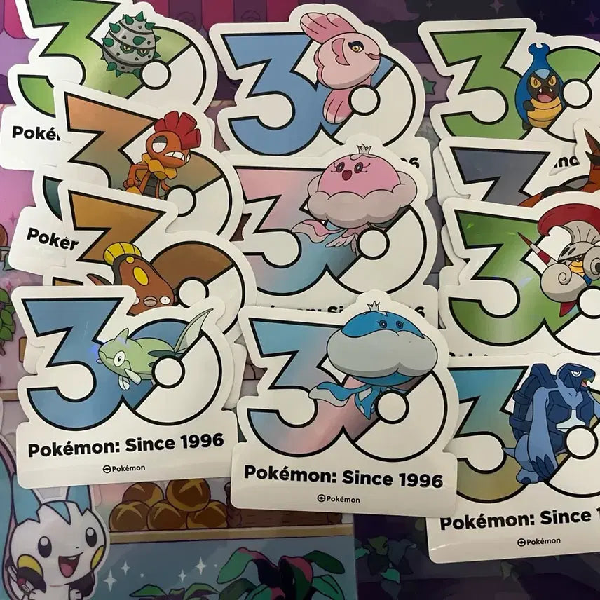 [BUNJANG] Pokemon 30th Anniversary Stickers Bundle Set (10 pcs) / 포켓몬 30주년 스티커 일괄 11장세트
