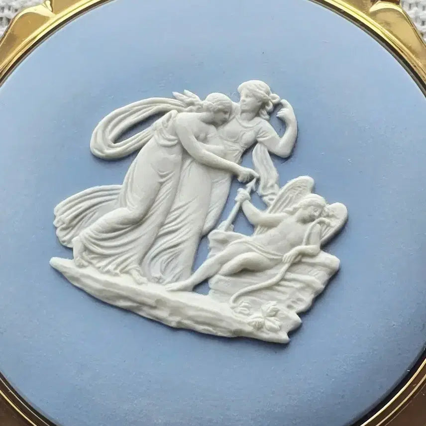 [BUNJANG] Wedgwood Jasperware Hand Mirror &amp; Powder Compact Case / 영국 웨지우드 제스퍼웨어 손거울겸 파우더 팩트 케이스, 콤팩트 미러.