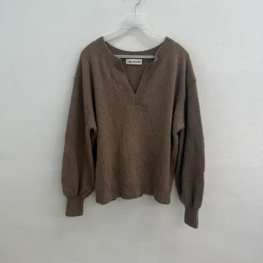 [BUNJANG] Ray Beams V-Neck Brown Knit Sweater L / ray beams 브이넥 브라운 니트 스웨터 L