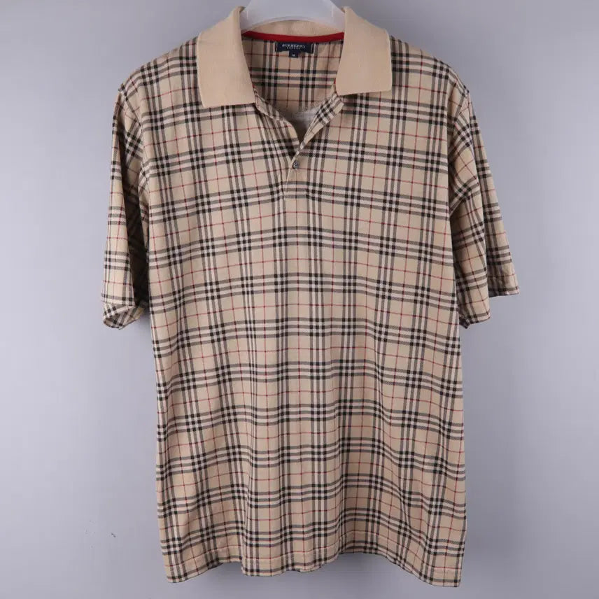 [BUNJANG] Burberry Nova Check Short Sleeve Polo Shirt M / 버버리 노바 체크 빈티지 반팔 폴로 셔츠 PK 카라티 (M)