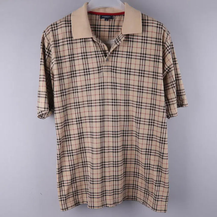[BUNJANG] Burberry Nova Check Short Sleeve Polo Shirt M / 버버리 노바 체크 빈티지 반팔 폴로 셔츠 PK 카라티 (M)
