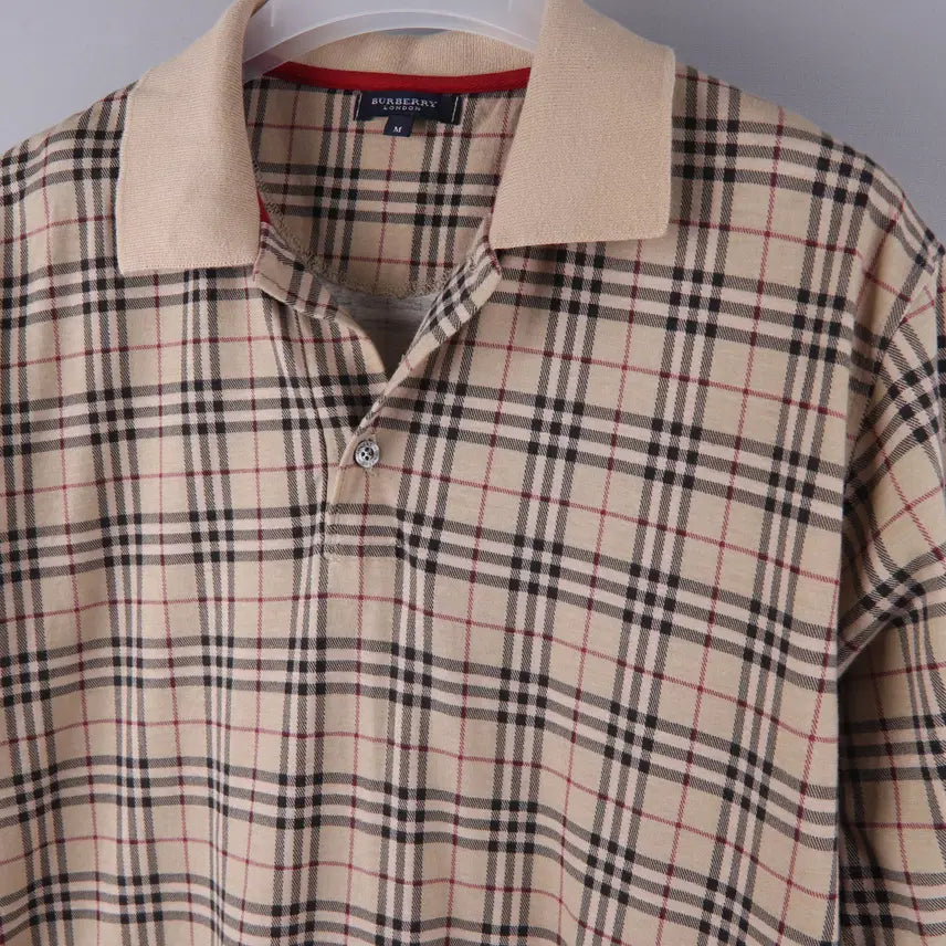 [BUNJANG] Burberry Nova Check Short Sleeve Polo Shirt M / 버버리 노바 체크 빈티지 반팔 폴로 셔츠 PK 카라티 (M)