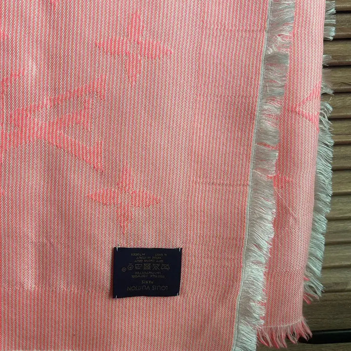 [BUNJANG] Louis Vuitton Monogram Silk Wool Blend Shawl Scarf Pink Orange / 오늘만*정품*루이비통 모노그램 숄 머플러 핑크오렌지