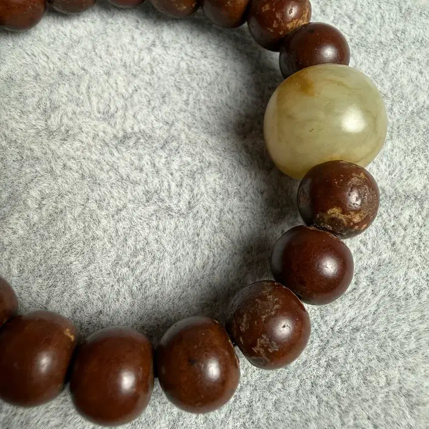 [BUNJANG] Qing Dynasty Prayer Bead Bracelet with Ancient Jade and Turquoise / 오리지널 청나라염주팔찌