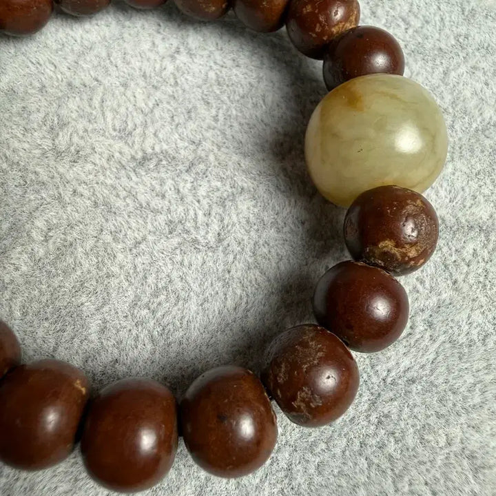 [BUNJANG] Qing Dynasty Prayer Bead Bracelet with Ancient Jade and Turquoise / 오리지널 청나라염주팔찌