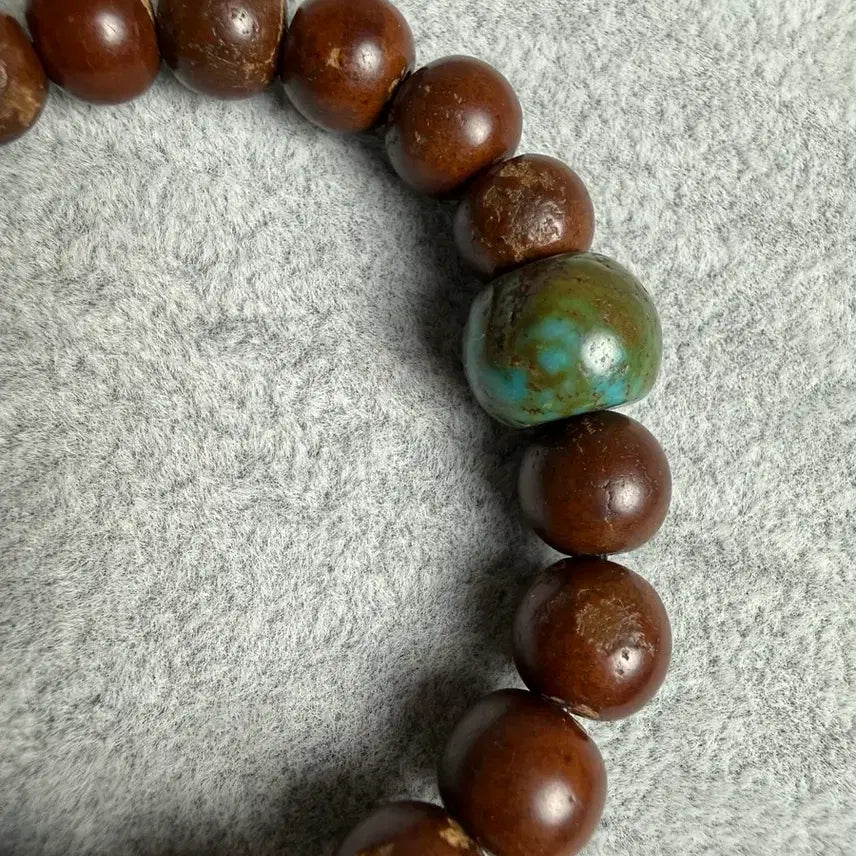 [BUNJANG] Qing Dynasty Prayer Bead Bracelet with Ancient Jade and Turquoise / 오리지널 청나라염주팔찌