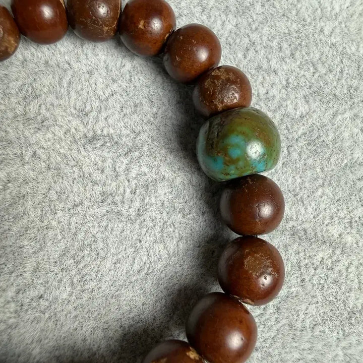 [BUNJANG] Qing Dynasty Prayer Bead Bracelet with Ancient Jade and Turquoise / 오리지널 청나라염주팔찌