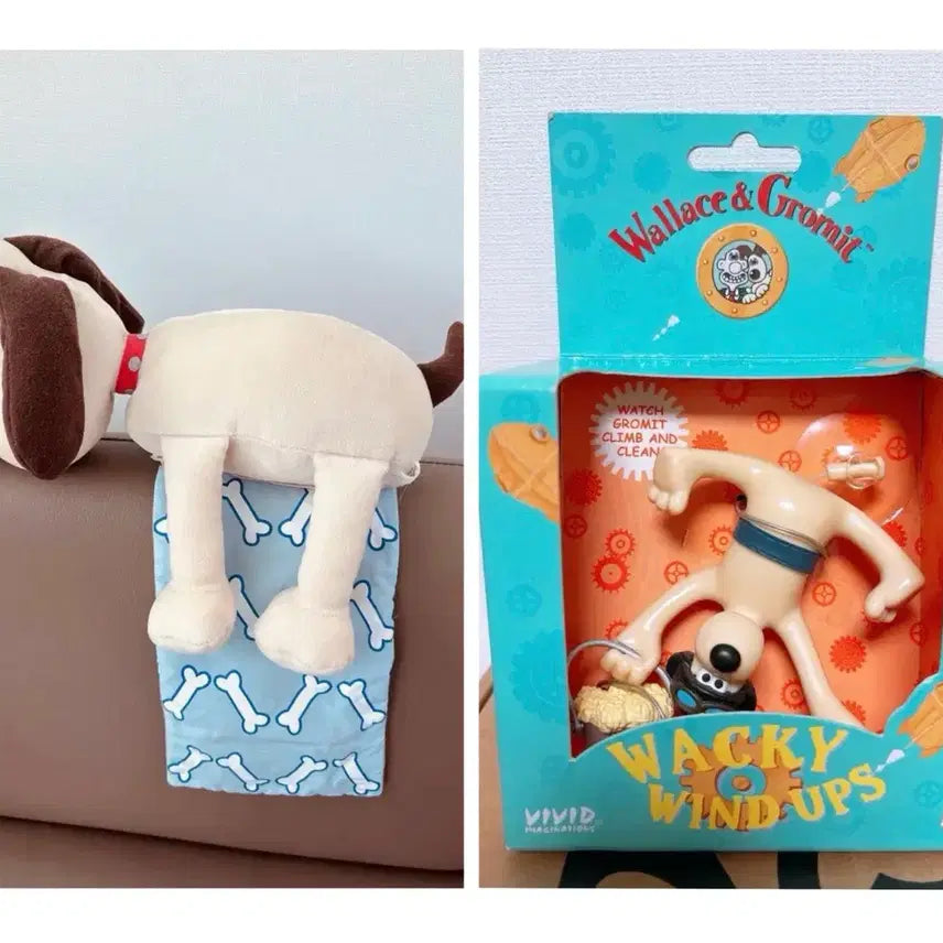 [BUNJANG] Wallace &amp; Gromit Gromit Plush &amp; Figure Set / (6월만 할인&amp;덤)월레스와그로밋 그로밋 인형, 피규어 세트