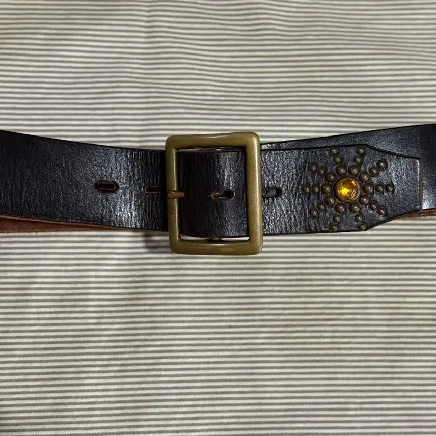 [BUNJANG] HTC Studded Belt Brass Buckle Dark Brown / HTC 스터드벨트 34