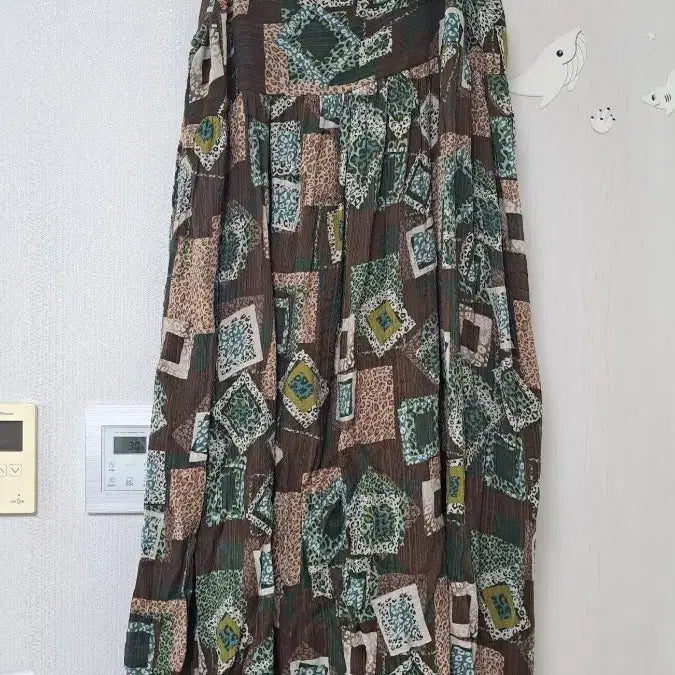 [BUNJANG] Brown Pattern Bustier Long Dress Size 66-77 / 브라운 패턴 뷔스티에 롱원피스 66~77
