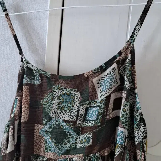 [BUNJANG] Brown Pattern Bustier Long Dress Size 66-77 / 브라운 패턴 뷔스티에 롱원피스 66~77